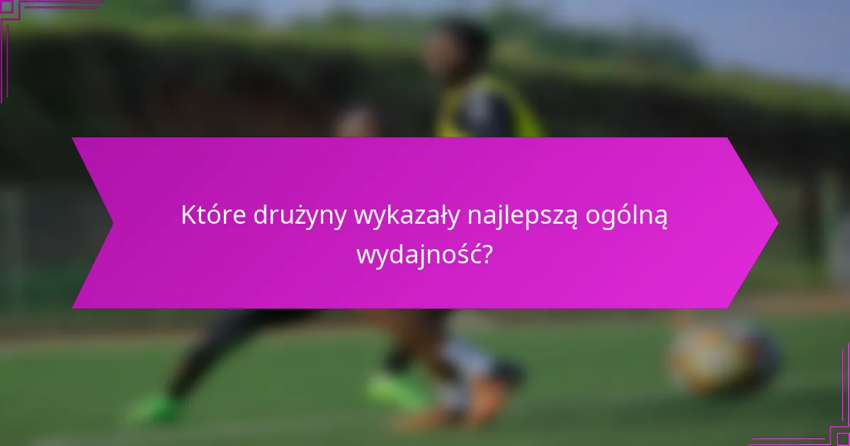 Które drużyny wykazały najlepszą ogólną wydajność?
